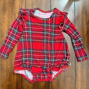 Posh Peanut Tartan Red Plaid Baby Bubble Romper